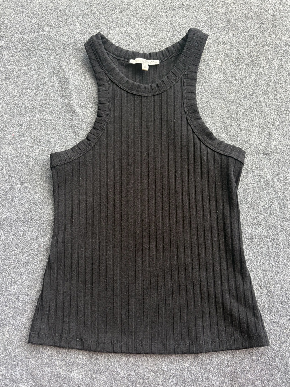 Express One Eleven Black Ribbed Tank Top Racerback Y2K Goth Relaxed Fit Stretch